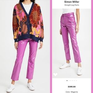 SALE!!!! Simon Miller Vegan Patent Leather Straight Leg Pant Magenta Purple